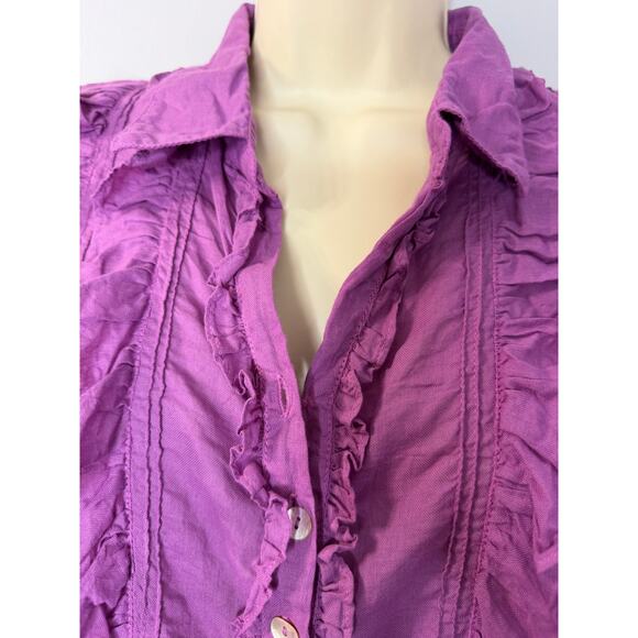 J.P and Mattie 3995 Cascade Ruffle Shirt Long Sleeve Classic Sz L New Purple - Picture 5 of 14